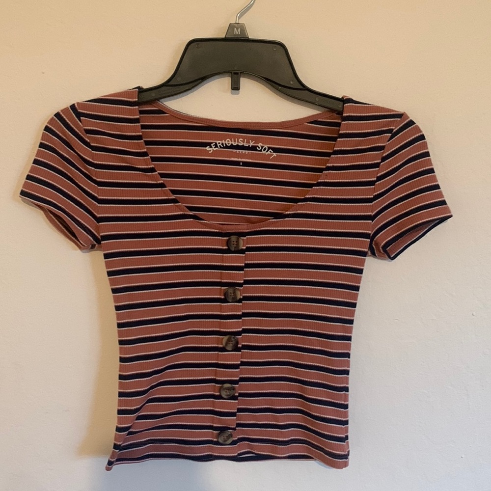 Pink and blue striped aero crop top. S worn once